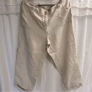 CHICOS Linen Cargo Pants with Cuffs Size 2.5 Super Cute